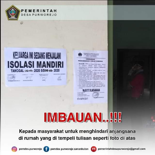 Cara Unik Warga Blitar Antisipasi Corona, Dilarang Bertamu Ke Rumah Bertanda Khusus Saat Lebaran