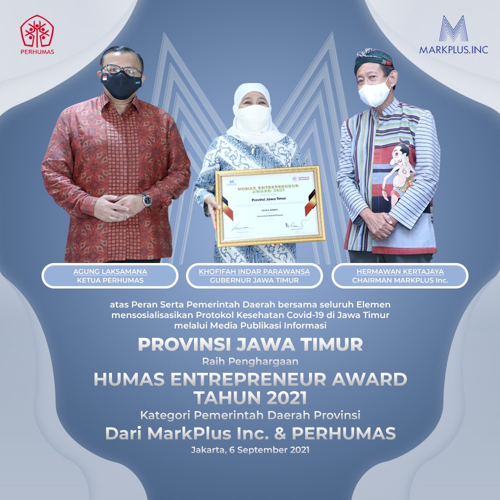 Raih Humas Enterpreneur Award 2021, Gubernur Khofifah : Ini Peran Tim Kehumasan Sosialisasikan Protkes