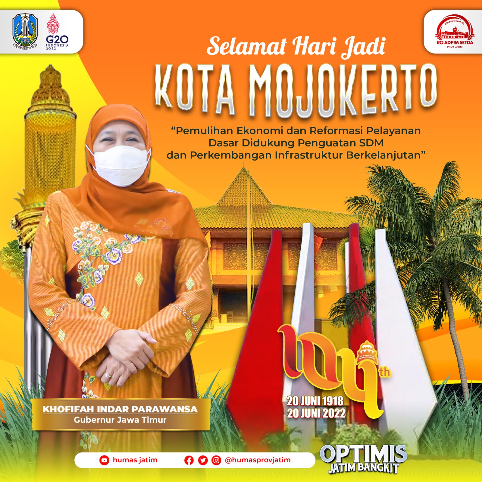 Gubernur Khofifah: Peringatan HUT Kota Mojokerto dan Kota Madiun Perkuat Optimis Jatim Bangkit