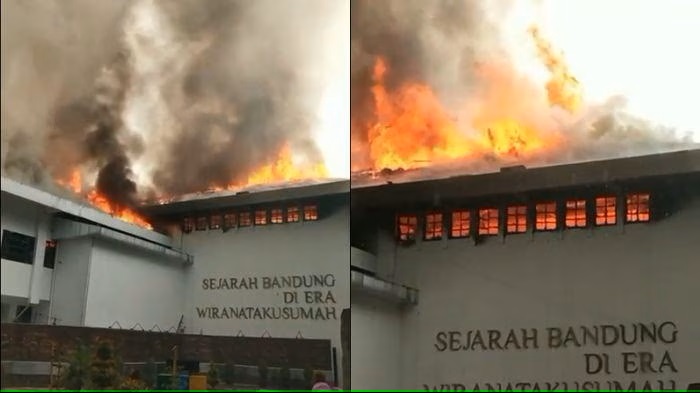 Kebakaran Balai Kota Bandung, Api Masih Terlihat dan Asap Membumbung Tinggi